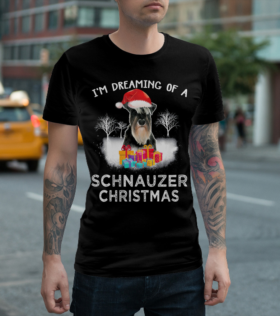 I'm Dreaming Of A Schnauzer Christmas Santa Hat Gifts T-Shirt