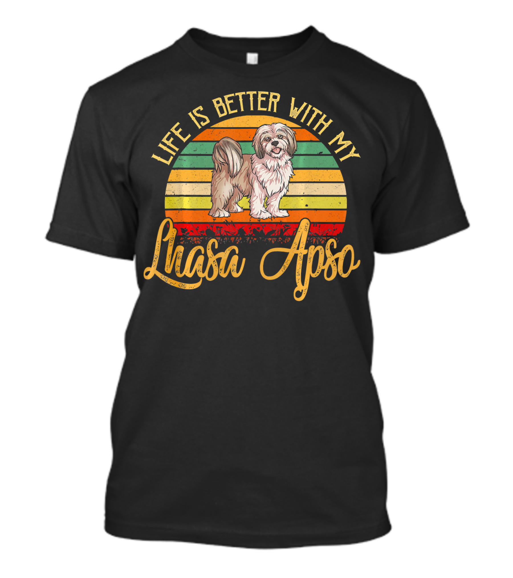 Life Is Better With My Lhasa Apso Vintage Stripes T-Shirt