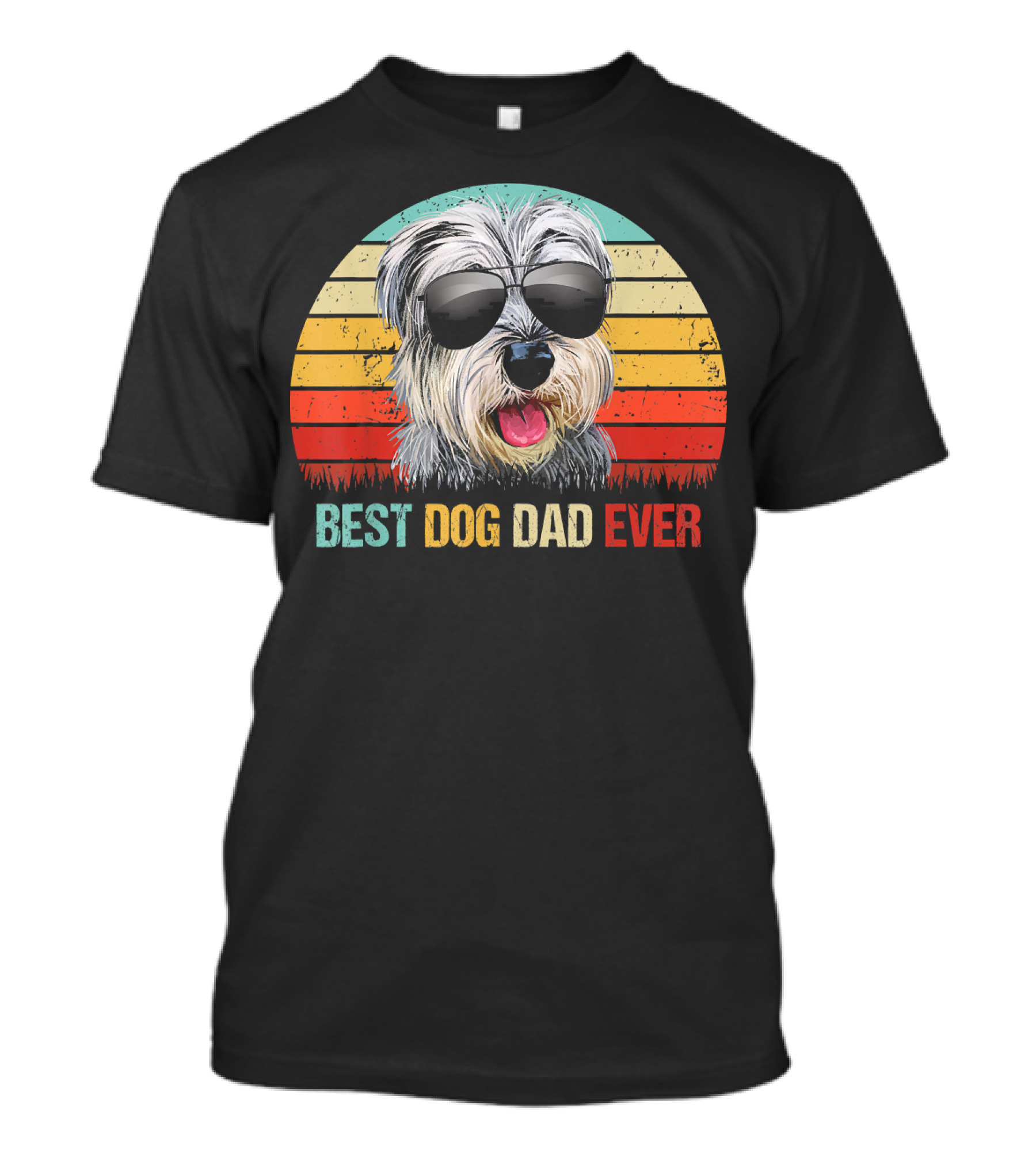 Best Dog Dad Ever Retro Miniature Schnauzer Sunglasses T-Shirt