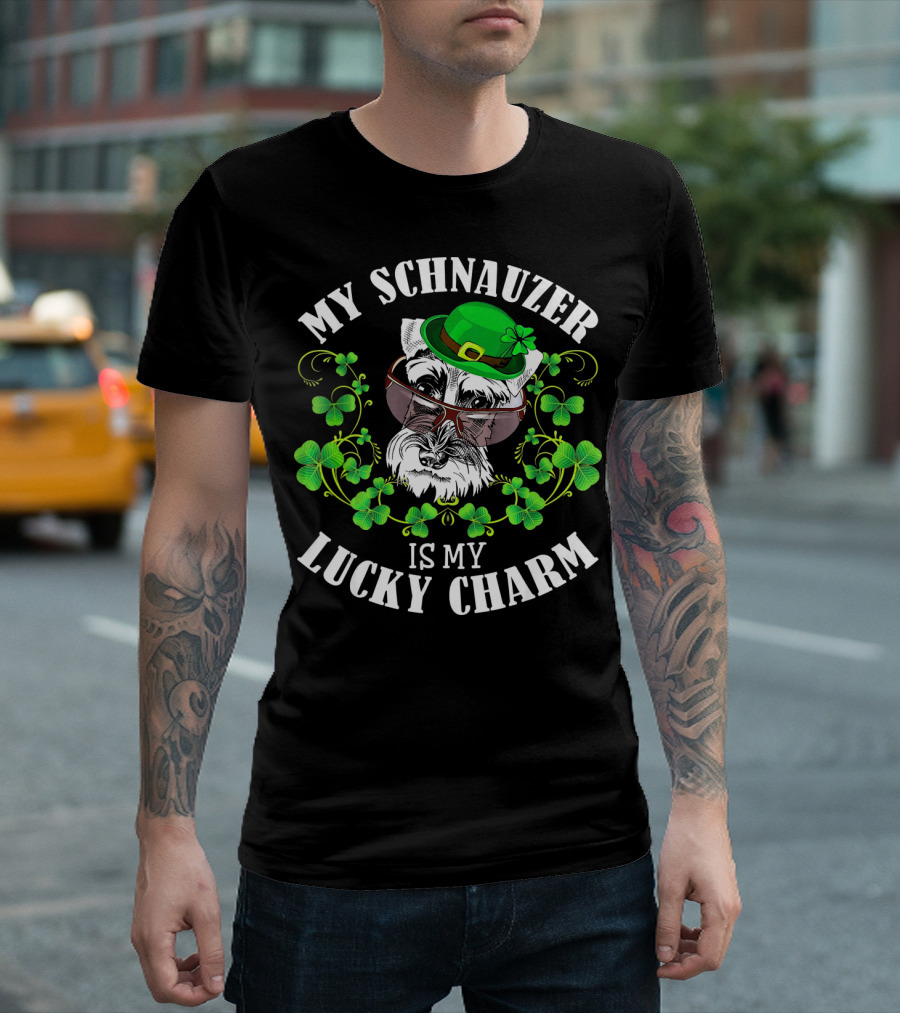Funny St Patrick's Day My Schnauzer Is My Lucky Charm T-Shirt