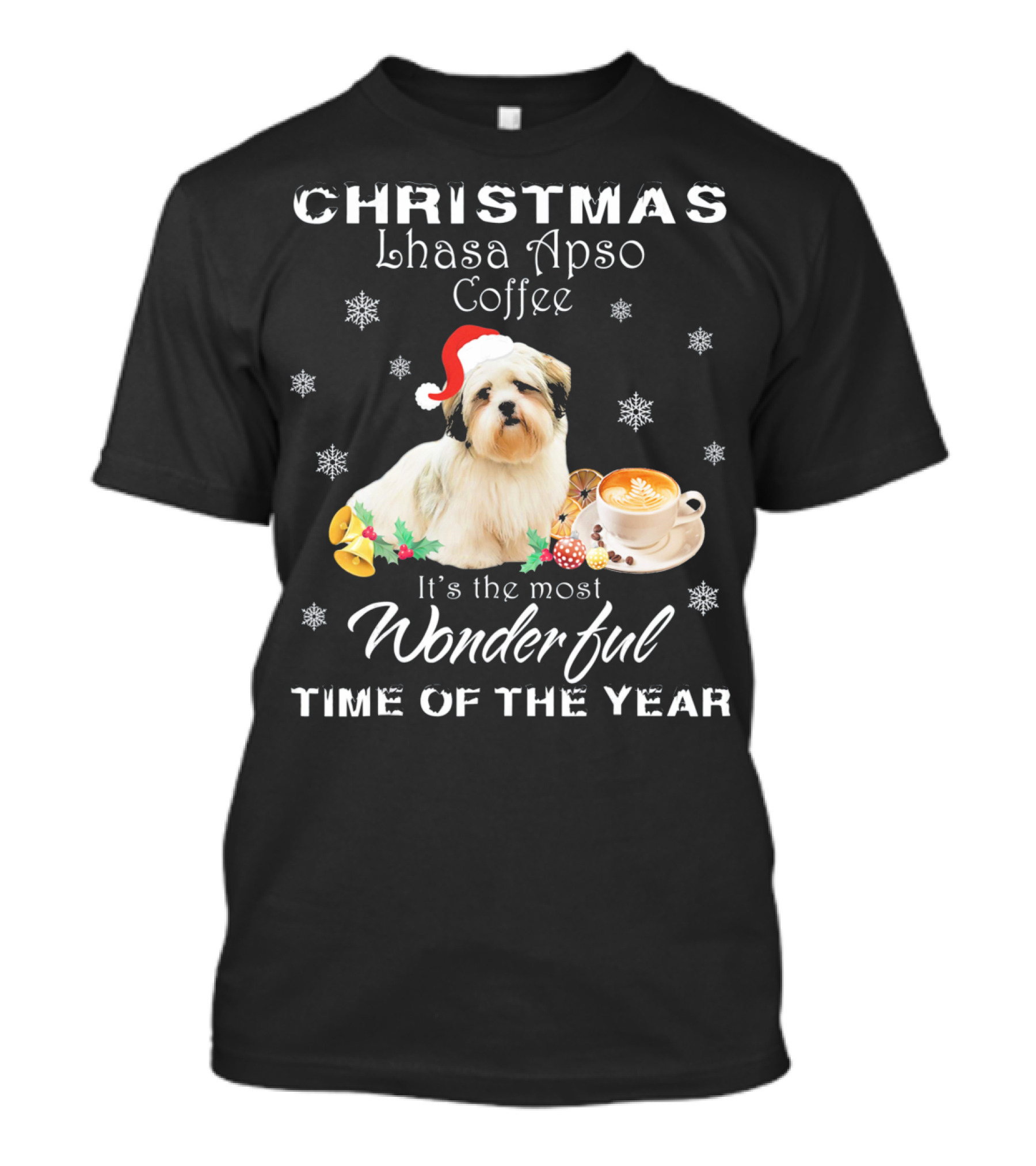CHRISTMAS Lhasa Apso Coffee It's The Most Wonderful Time Of The Year T-Shirt