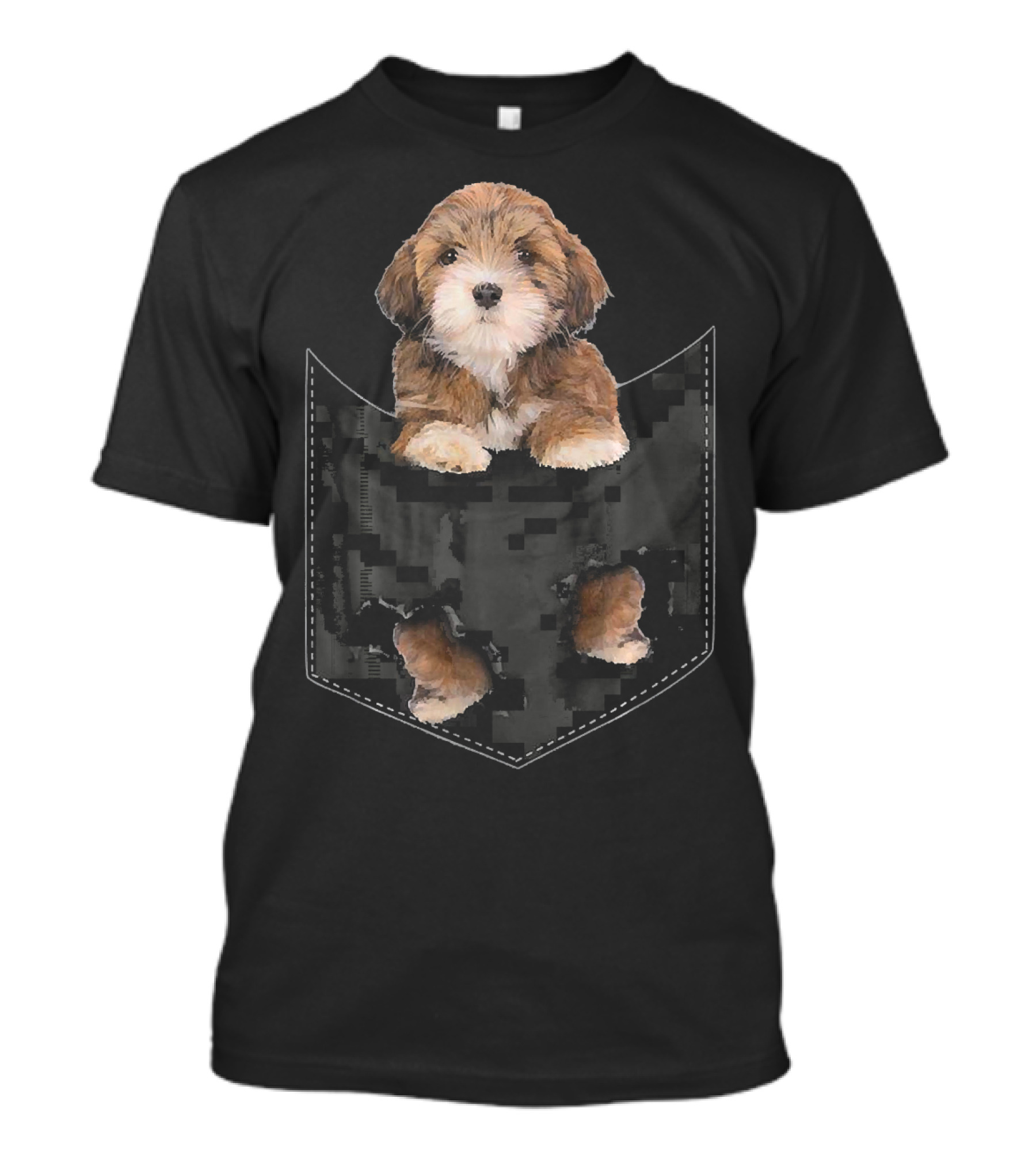 Lhasa Apso Puppy Pocket Illustration Mid Lhasa Aps T-Shirt
