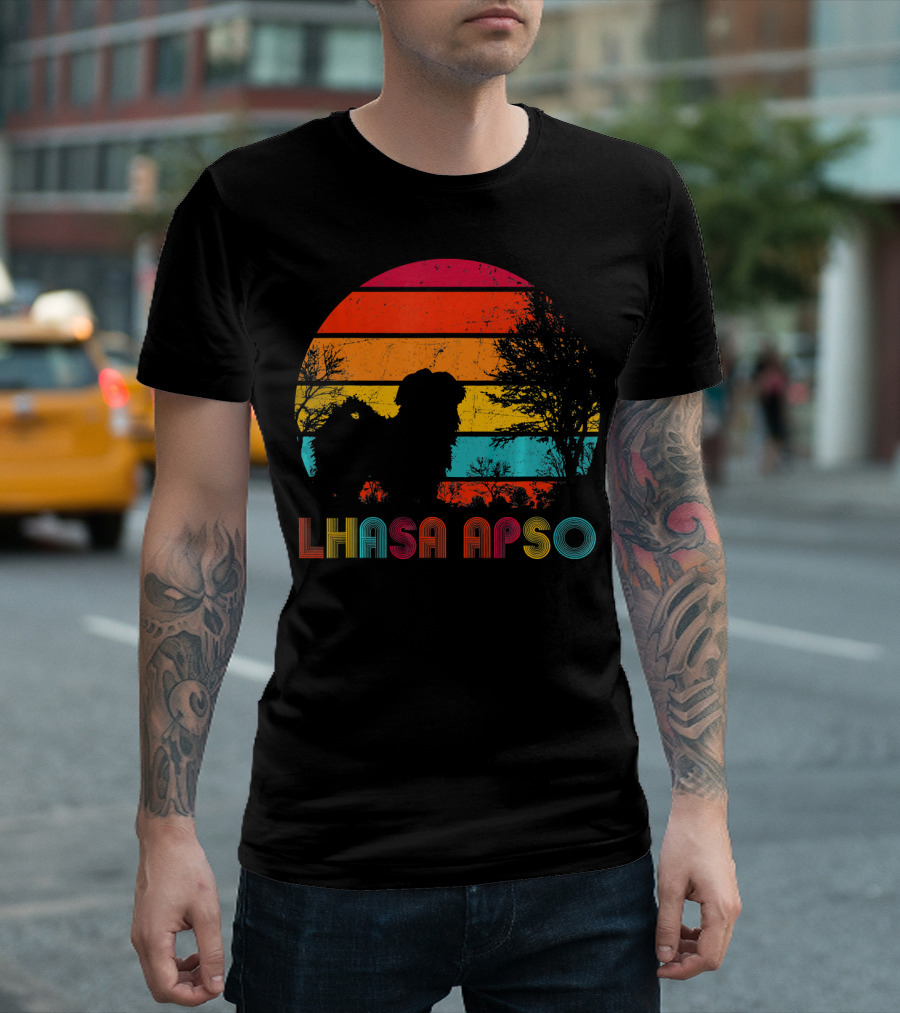 Lhasa Apso Retro Sunset T-Shirt
