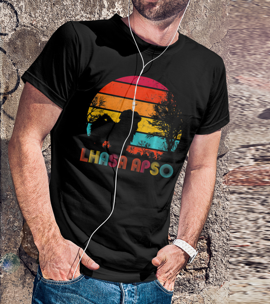 Lhasa Apso Retro Sunset T-Shirt