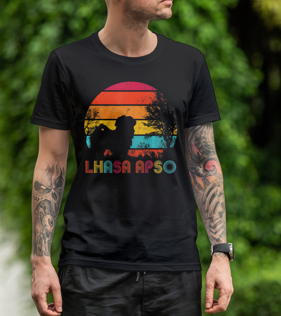 Lhasa Apso Retro Sunset T-Shirt
