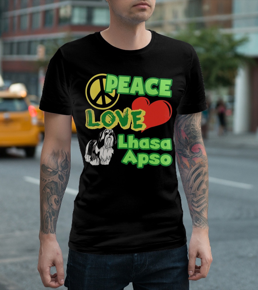 Peace Love Lhasa Apso Dog T-Shirt