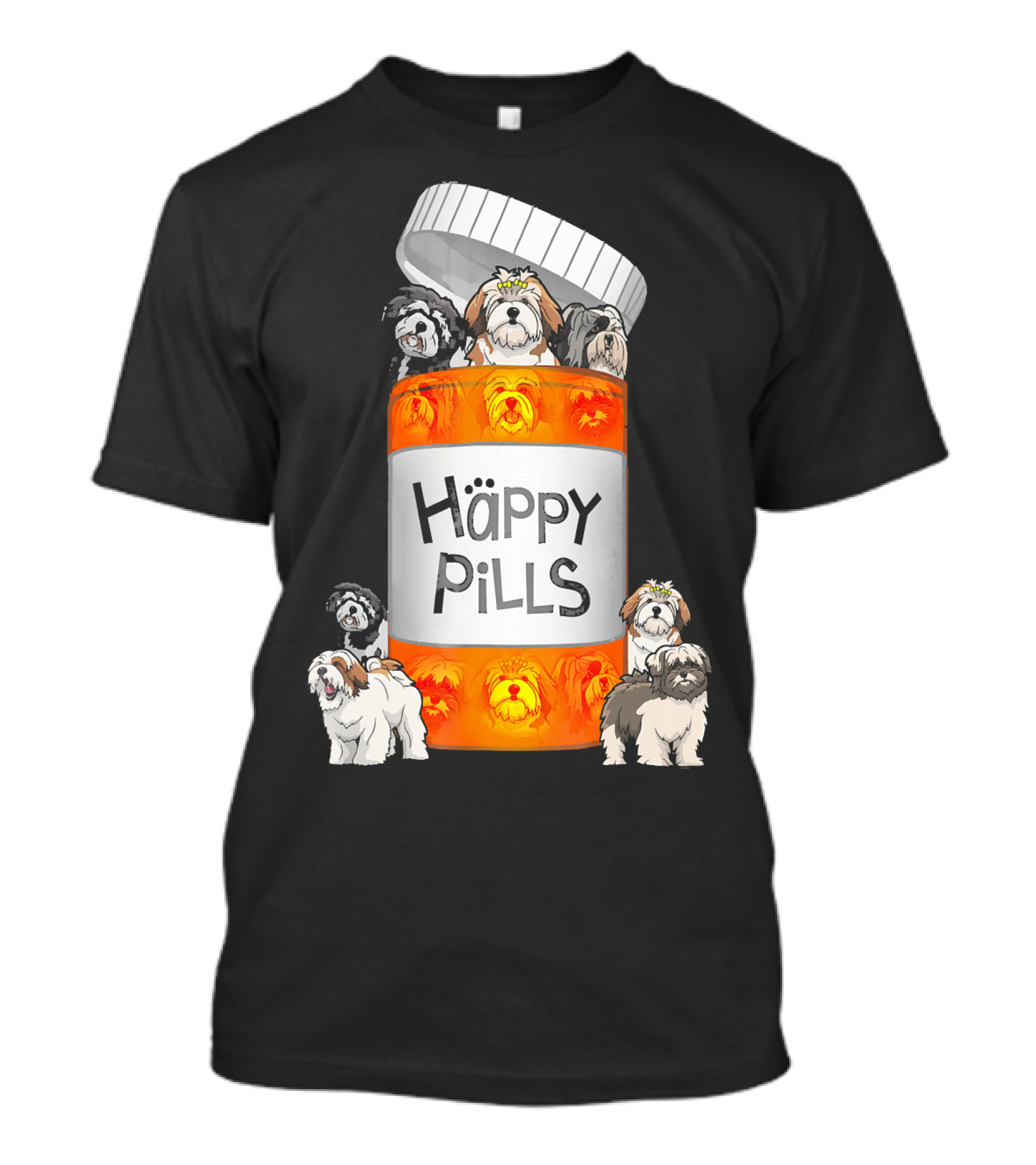 Happy Pills Lhasa Apso Dogs In Prescription Bottle T-Shirt