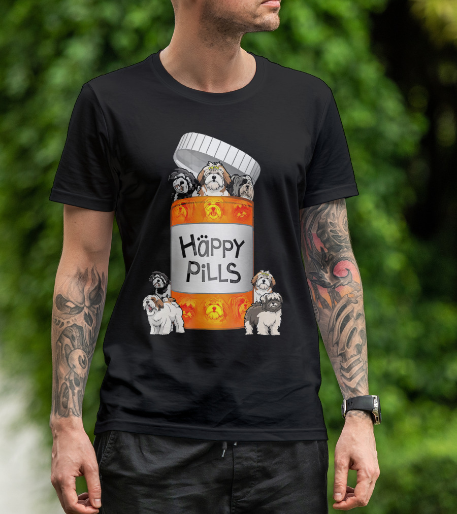 Happy Pills Lhasa Apso Dogs In Prescription Bottle T-Shirt