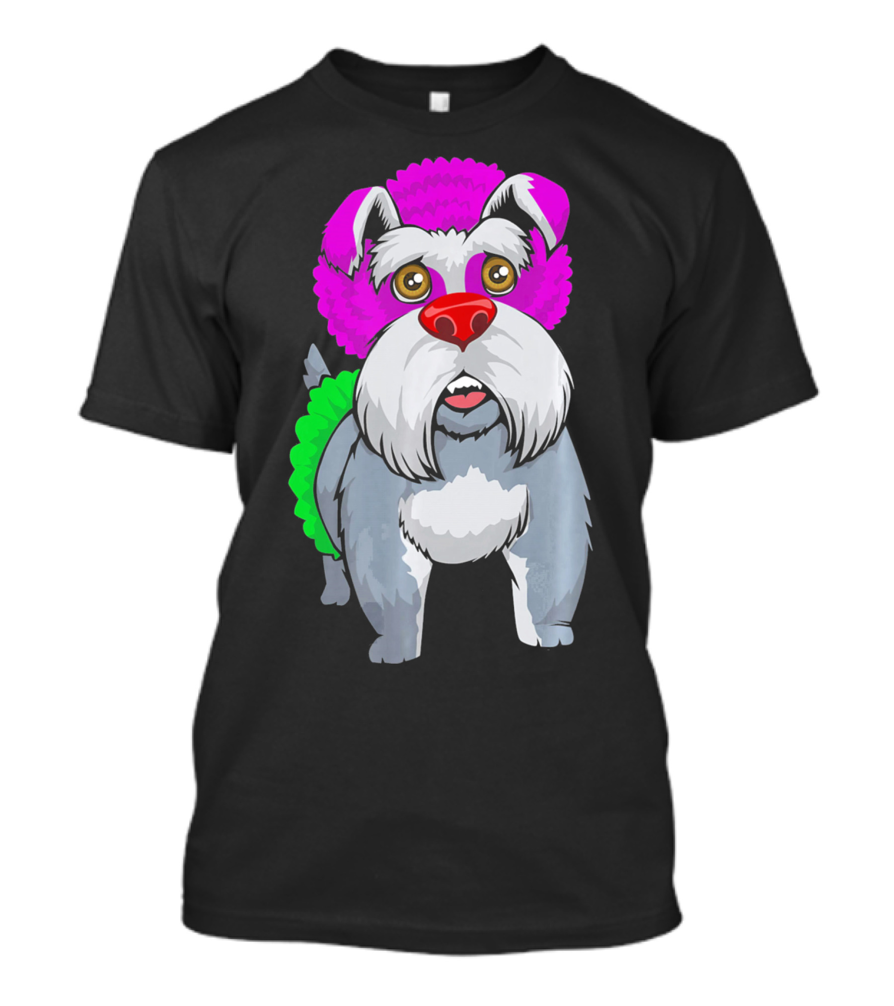 Cute Schnauzer Clown Mini Schna Dog With Colorful Costume T-Shirt