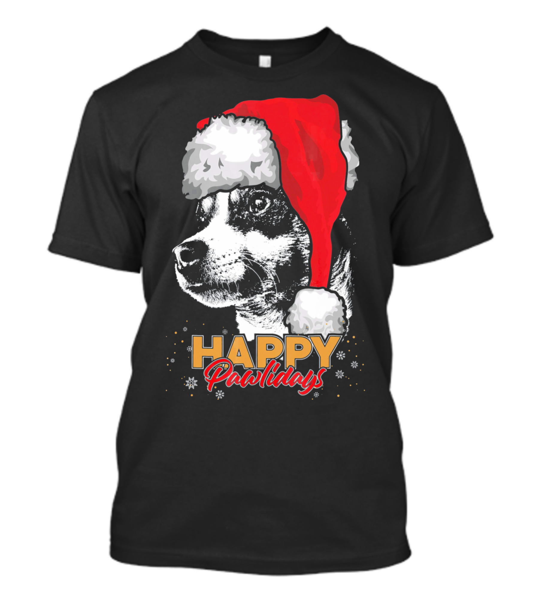 Happy Pawlidays Funny Christmas Rat Terrier Christmas Hat T-Shirt