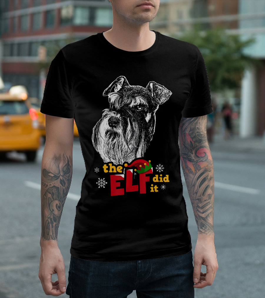The Elf Did It Funny Schnauzer Holiday Humor T-Shirt