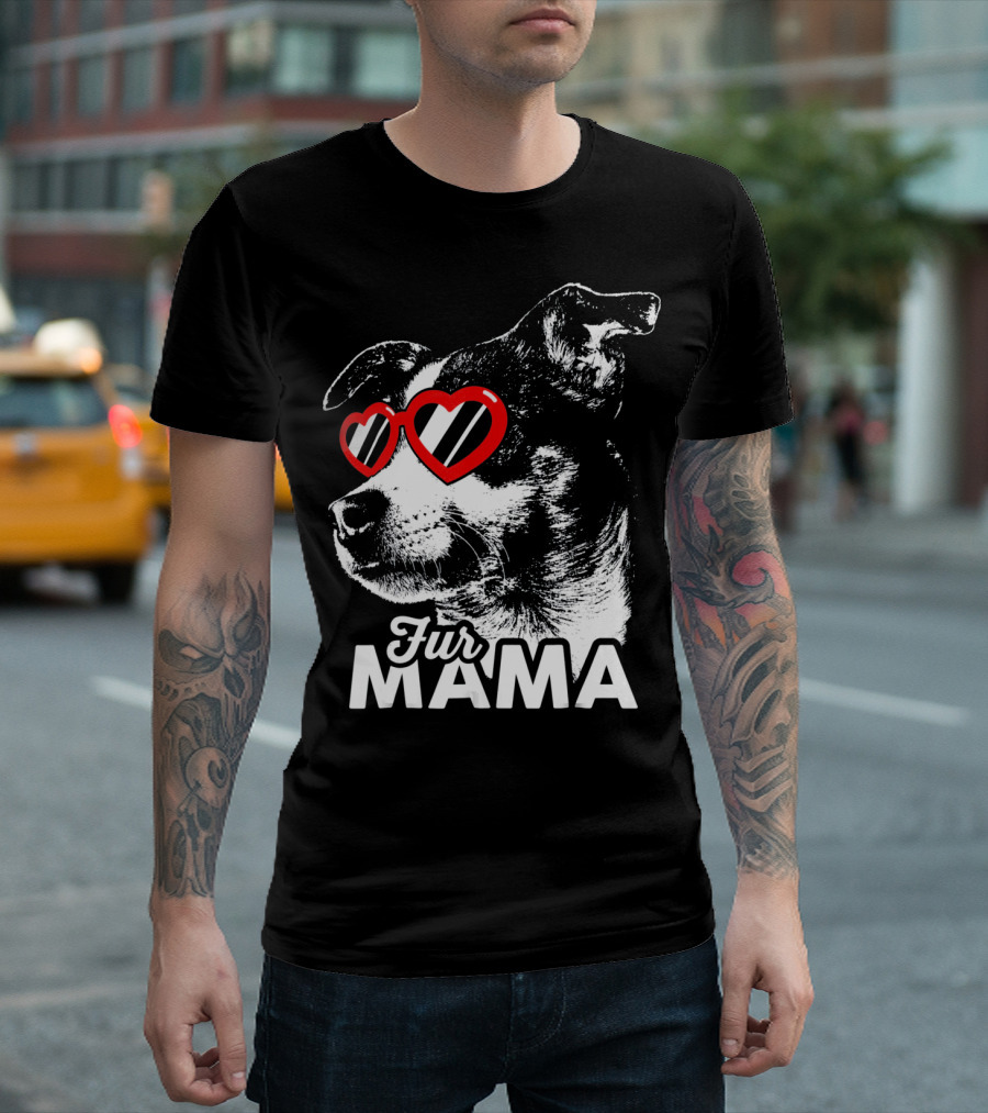 Fur Mama Cute Rat Terrier With Heart Glasses T-Shirt