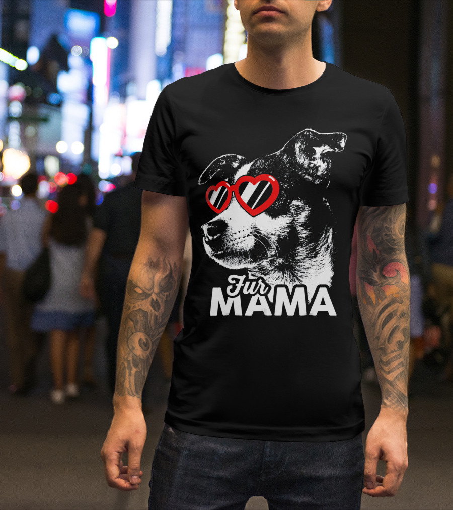 Fur Mama Cute Rat Terrier With Heart Glasses T-Shirt