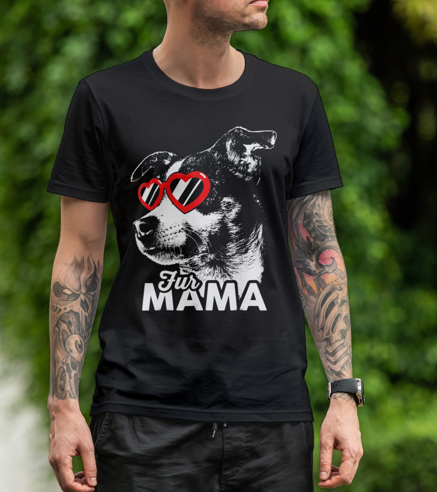 Fur Mama Cute Rat Terrier With Heart Glasses T-Shirt
