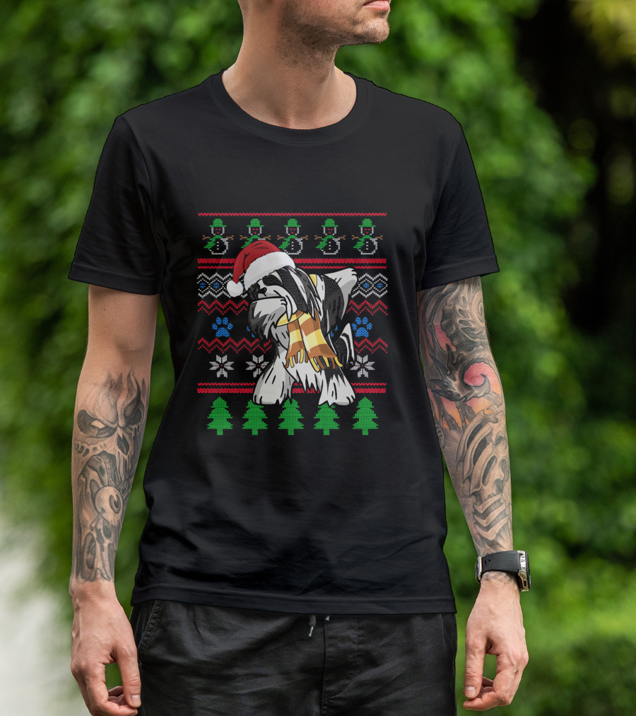 Lhasa Apso Dabbing Santa Hat Christmas T-Shirt