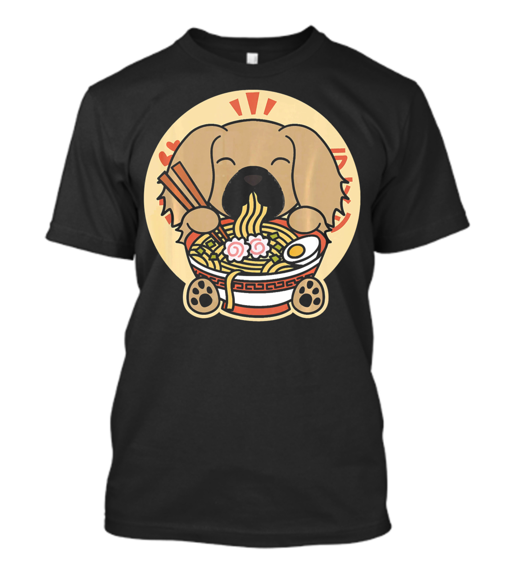 Pekingese Dog Enjoying Ramen Noodles With Chopsticks T-Shirt