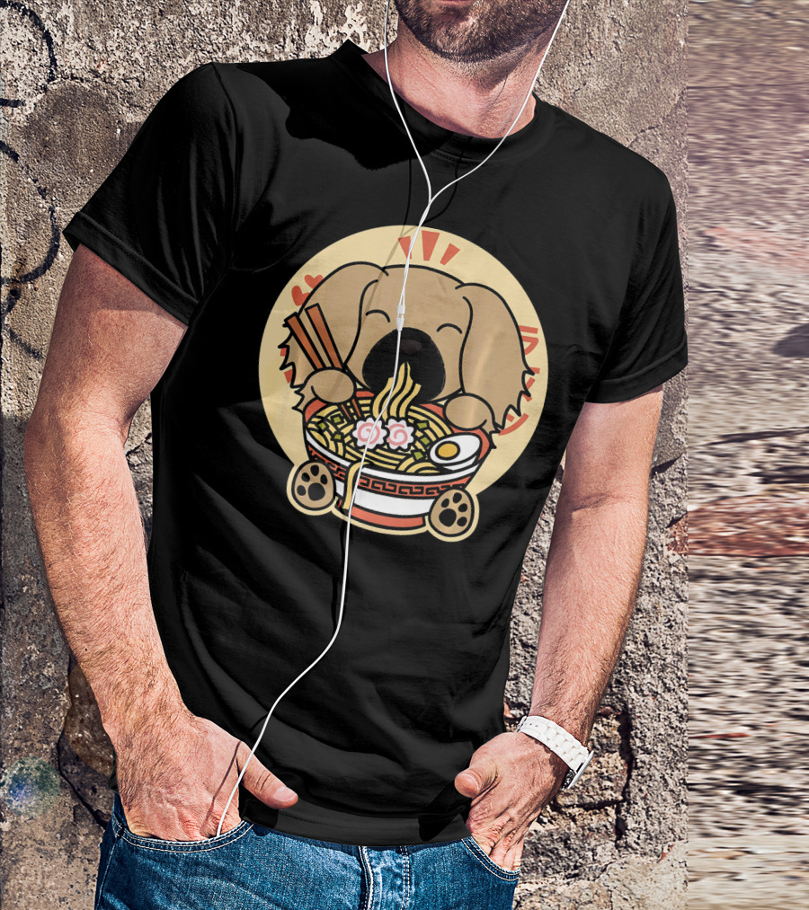 Pekingese Dog Enjoying Ramen Noodles With Chopsticks T-Shirt