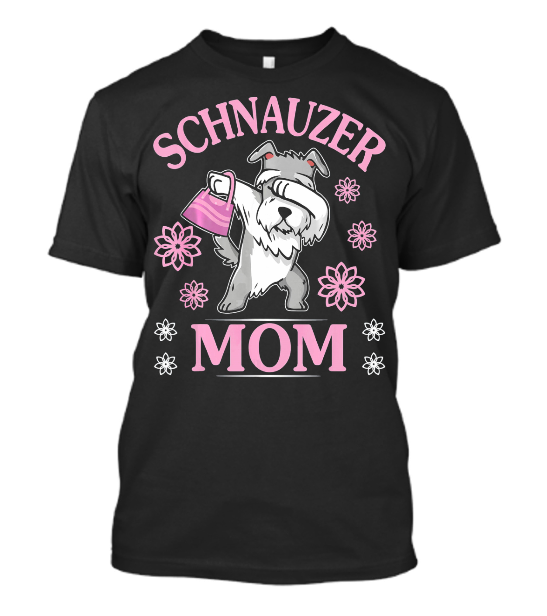 Schnauzer Mom Dog Dabbing With Flowers T-Shirt