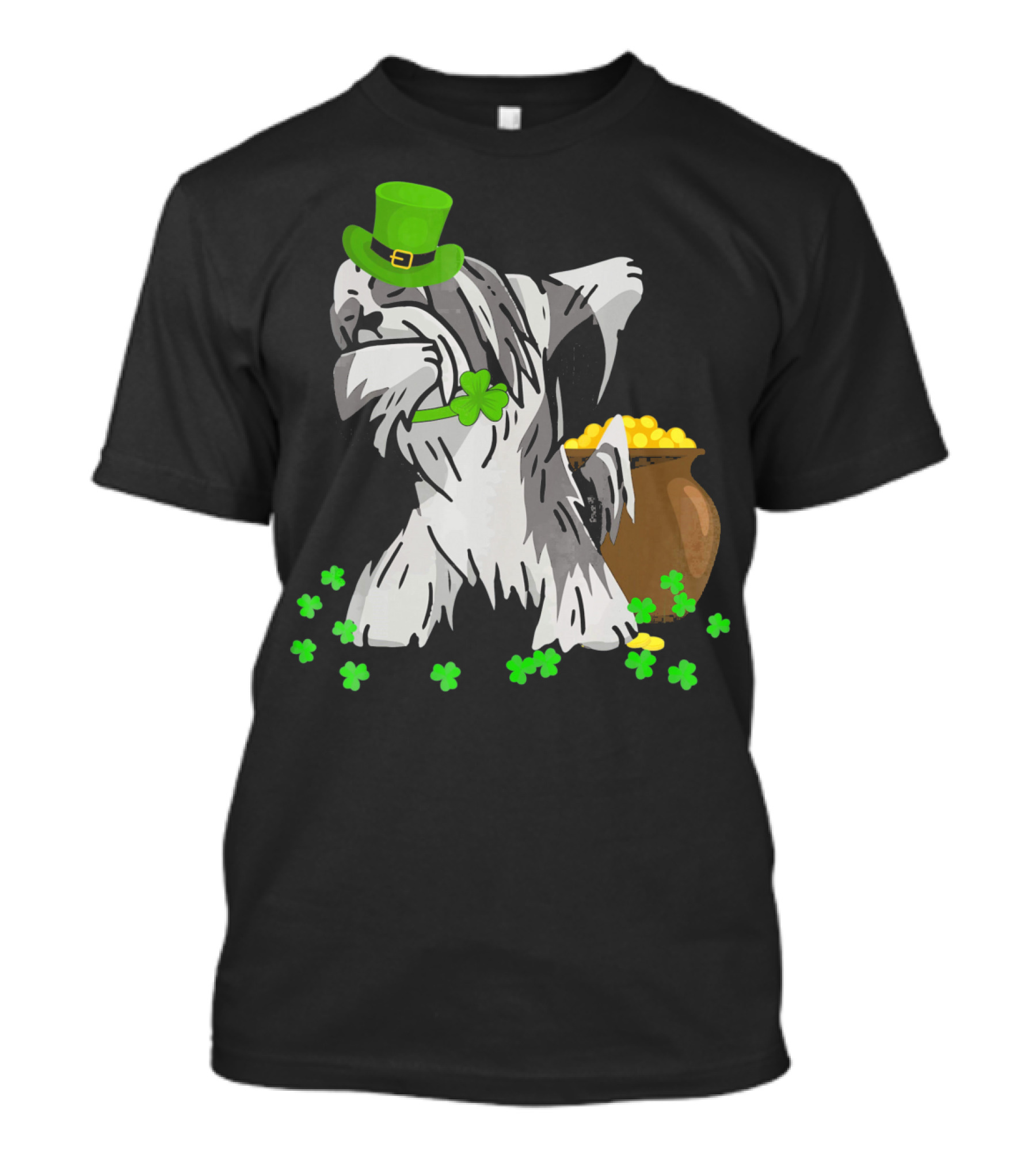 Lhasa Apso Dabbing St Patricks Day Clover Pot Of Gold T-Shirt