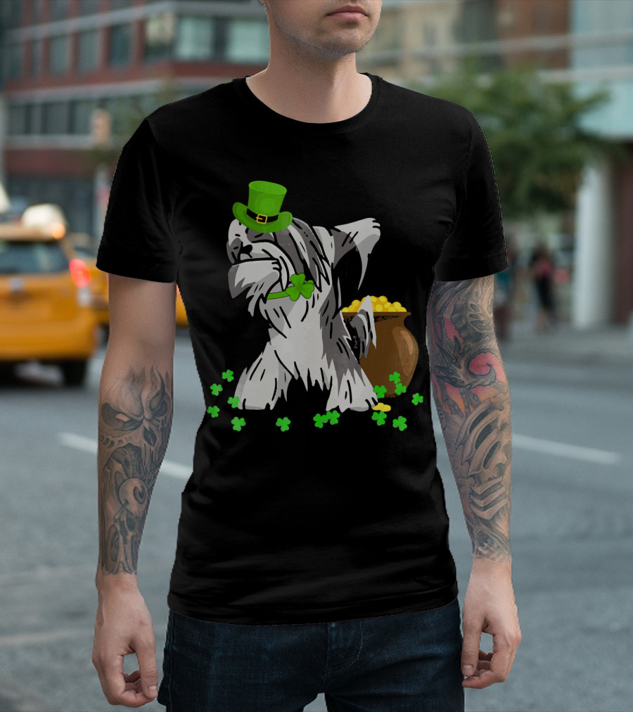 Lhasa Apso Dabbing St Patricks Day Clover Pot Of Gold T-Shirt