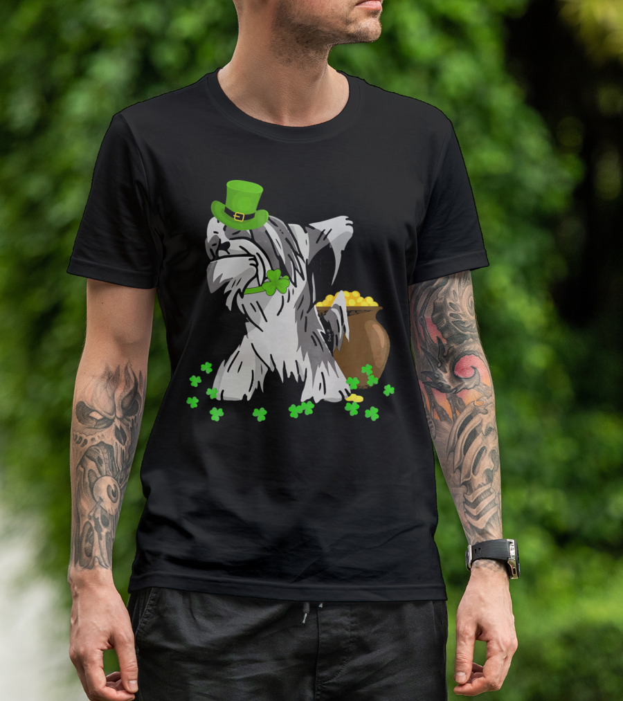 Lhasa Apso Dabbing St Patricks Day Clover Pot Of Gold T-Shirt