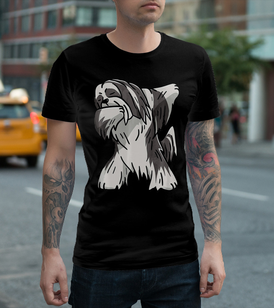 Funny Dabbing Lhasa Apso Dog Party Birthday T-Shirt