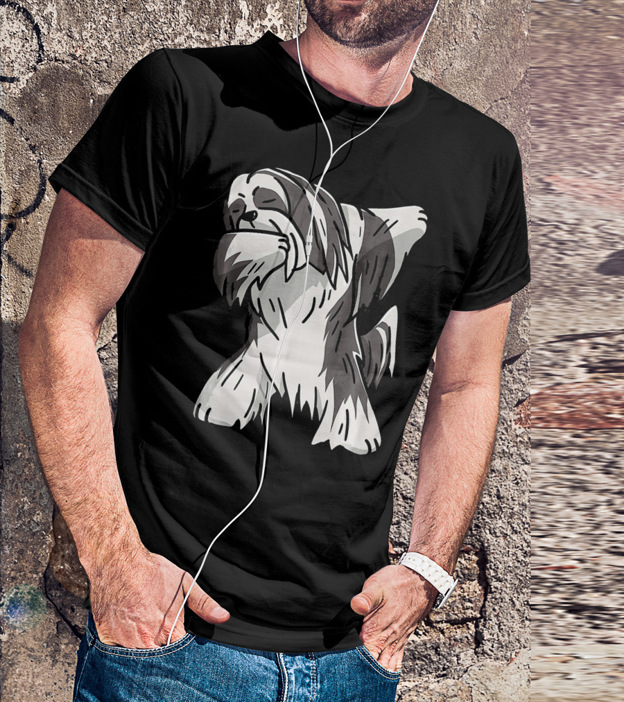 Funny Dabbing Lhasa Apso Dog Party Birthday T-Shirt