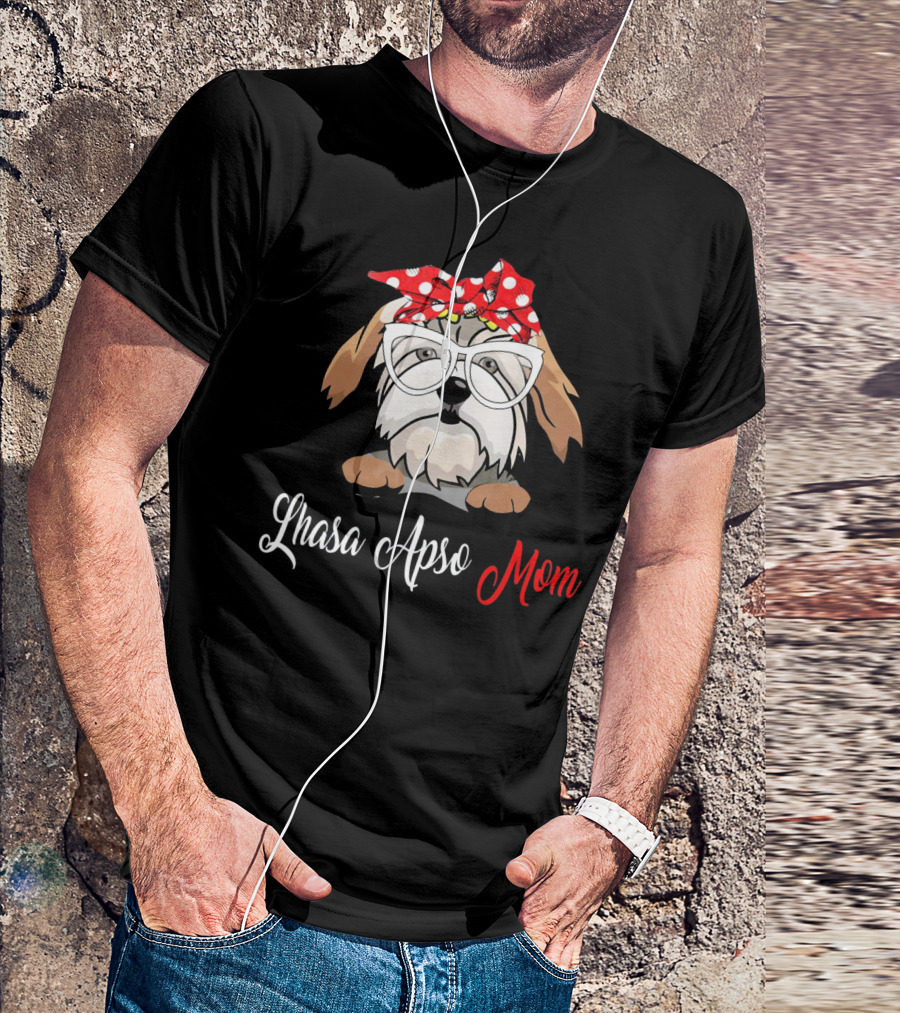 Lhasa Apso Mom Bow Glasses T-Shirt
