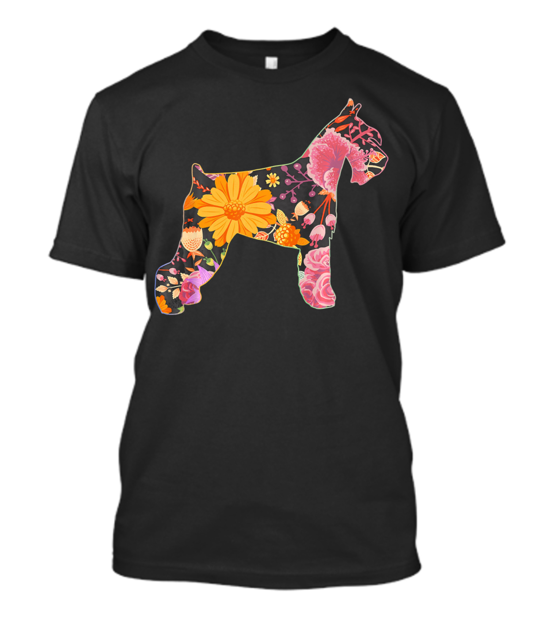 Floral Flower Vintage Retro Mini Schnauzer T-Shirt