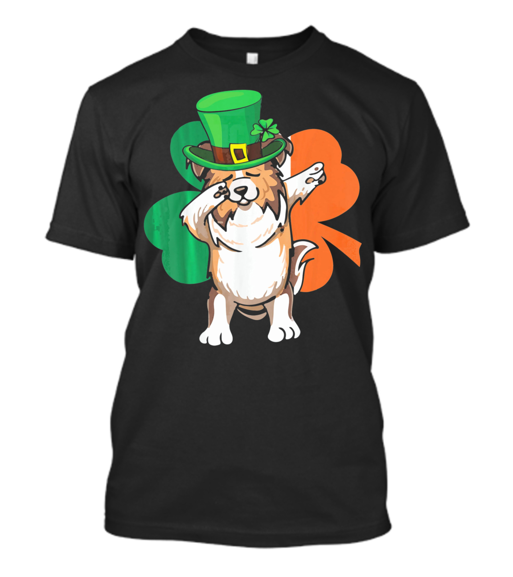 St. Patrick's Day Dabbing Sheltie With Shamrock And Leprechaun Hat T-Shirt