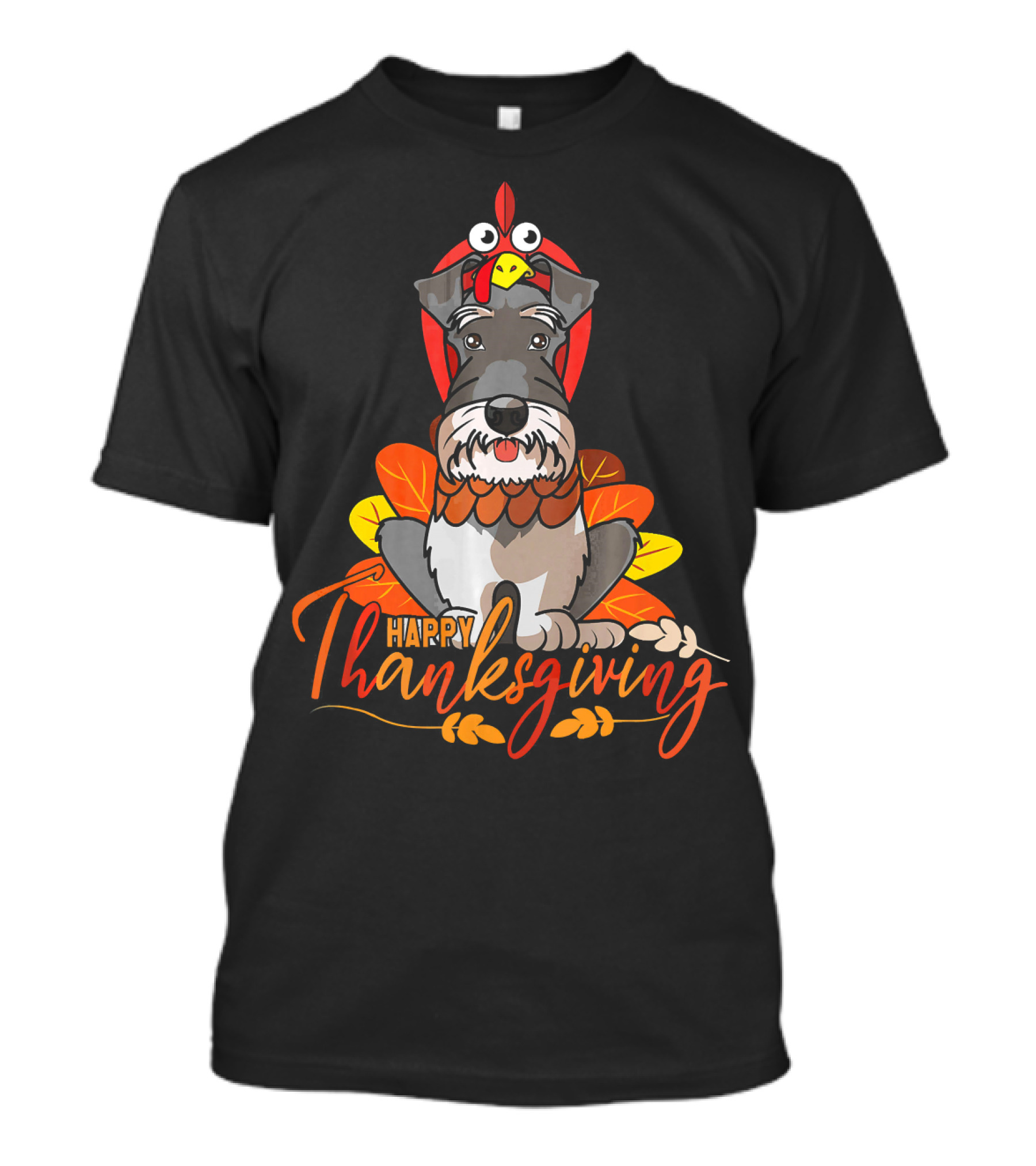 Happy Thanksgiving Funny Dog Costume Miniature Schnauzer T-Shirt