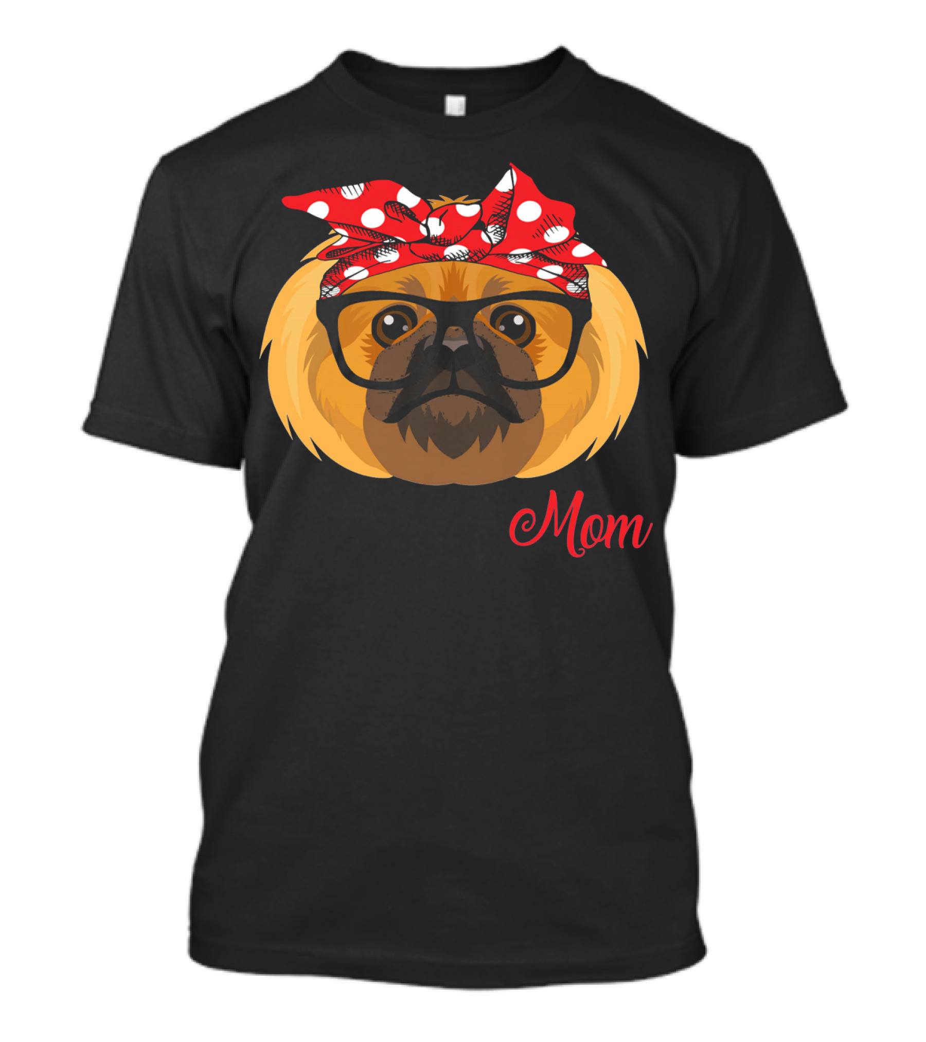 Funny Pekingese Mom Glasses Bandana T-Shirt