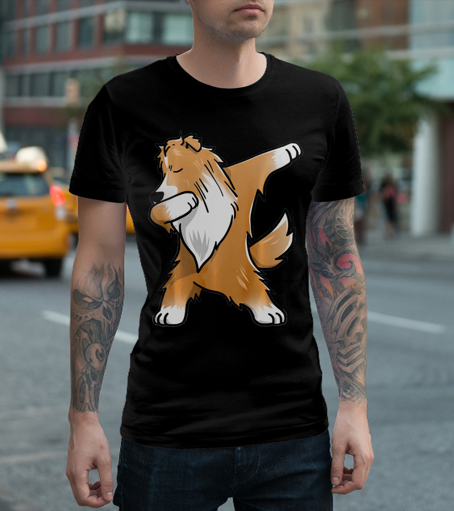 Dabbing Shetland Sheepdog Sheltie Dog Dance Pose T-Shirt