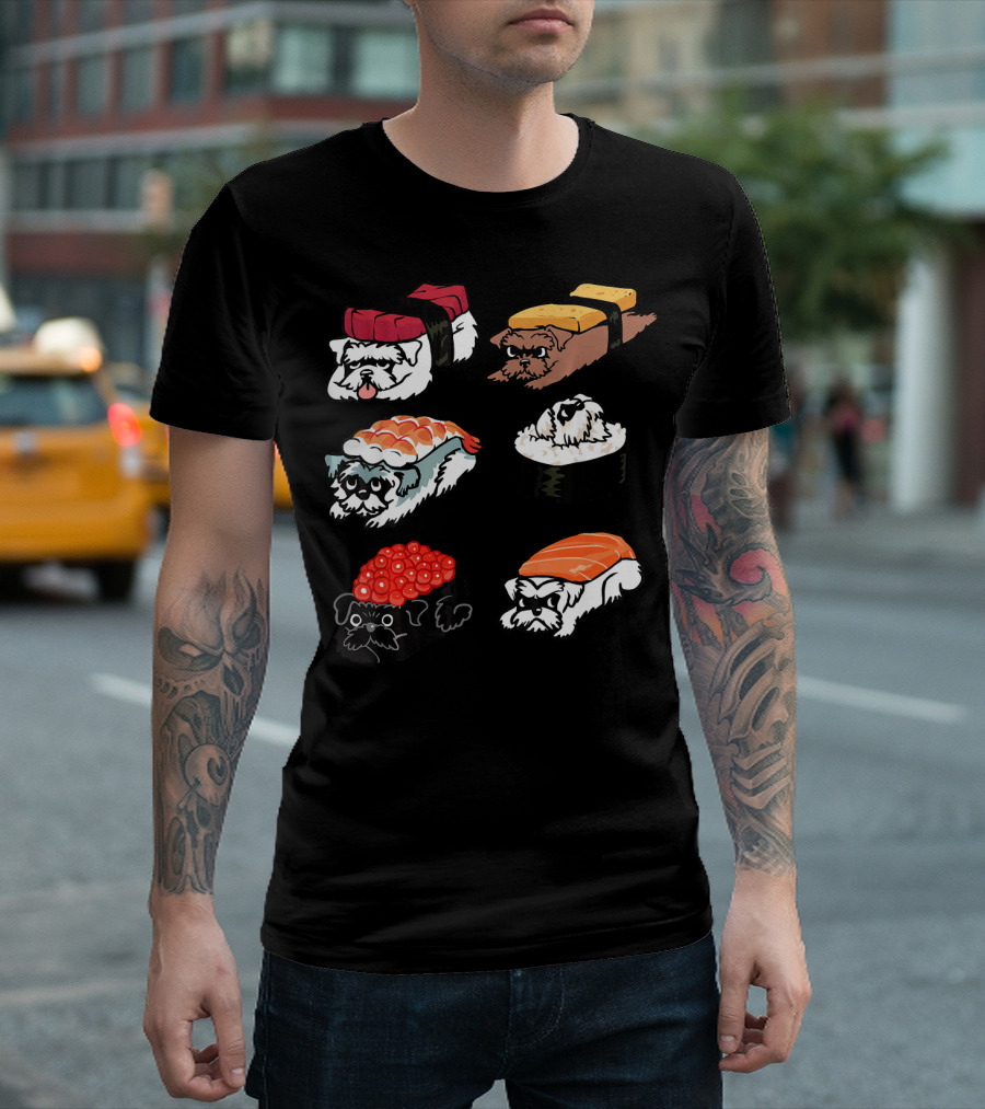 Sushi Schnauzer Nigiri Roll Cute Dog T-Shirt