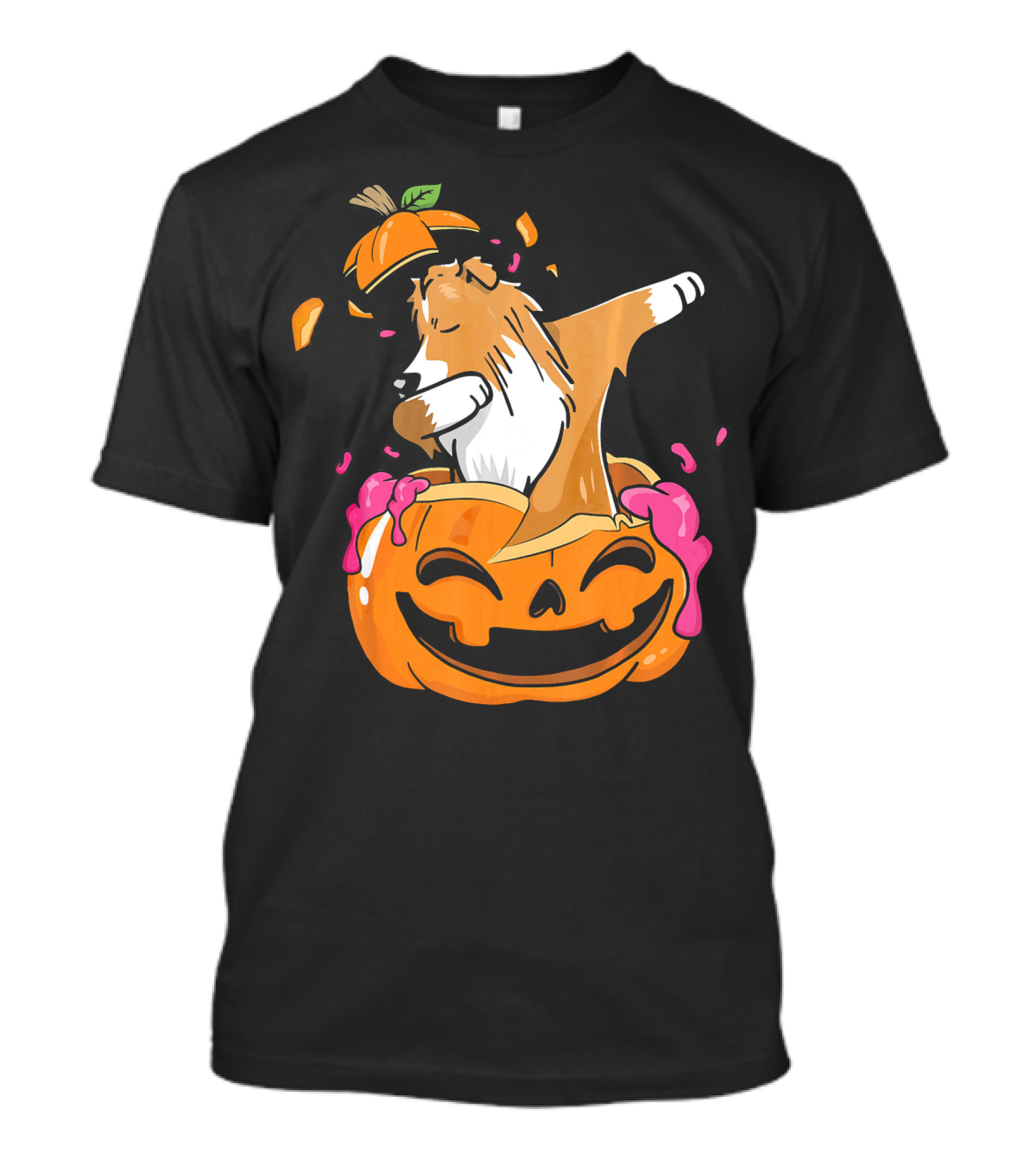 Pumpkin Sheltie Dog Dabbing Halloween T-Shirt