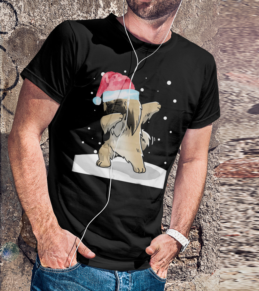 Dabbing Pekingese Dog Funny Dab Christmas Santa Hat T-Shirt