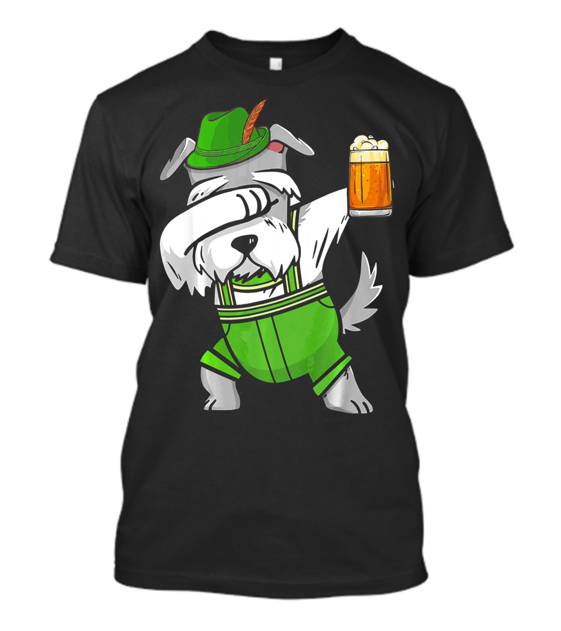 Dabbing Schnauzer In Lederhosen With Oktoberfest Beer T-Shirt
