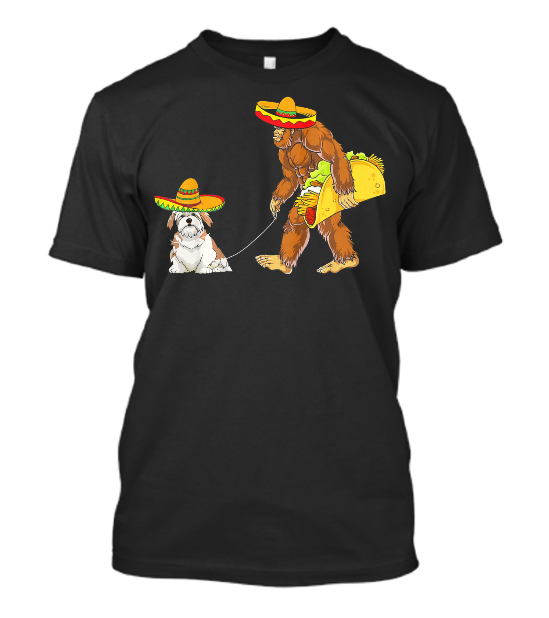 Cinco De Mayo Bigfoot Taco Lhasa Apso Sombrero Duo T-Shirt
