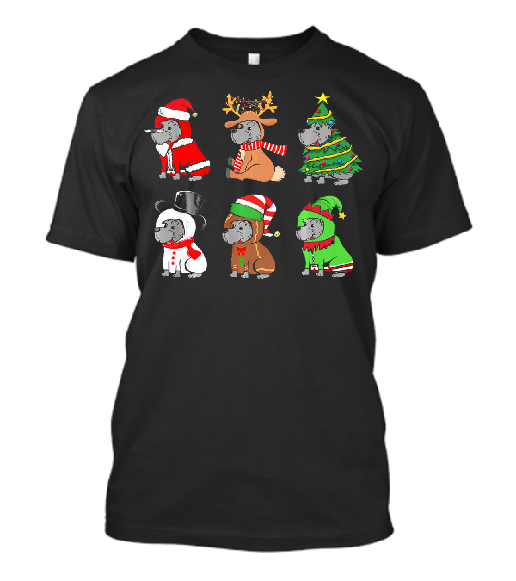 Funny Schnauzer Santa Reindeer Christmas Tree Snowman Elf Outfits T-Shirt