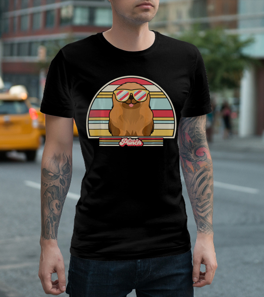 Pekingese Retro Style Pooch a Punch Vintage Stripes T-Shirt