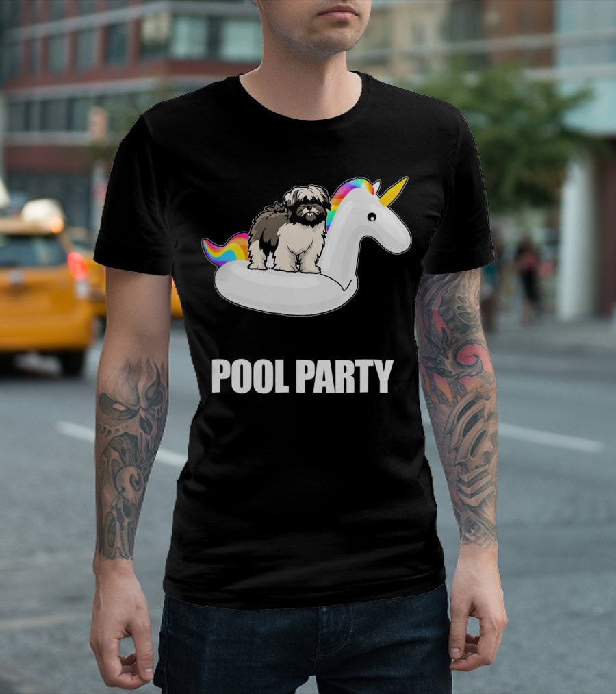 Lhasa Apso Pool Party Unicorn Float Summer T-Shirt