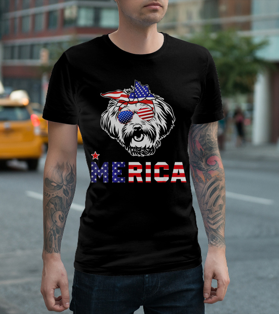 Lhasa Apso Merica Patriotic 4th of July T-Shirt