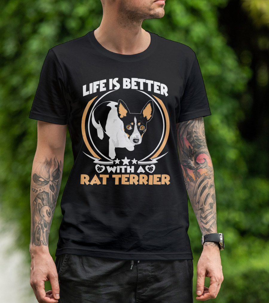 Life Is Better With A Rat Terrier Dog And Stars T-Shirt