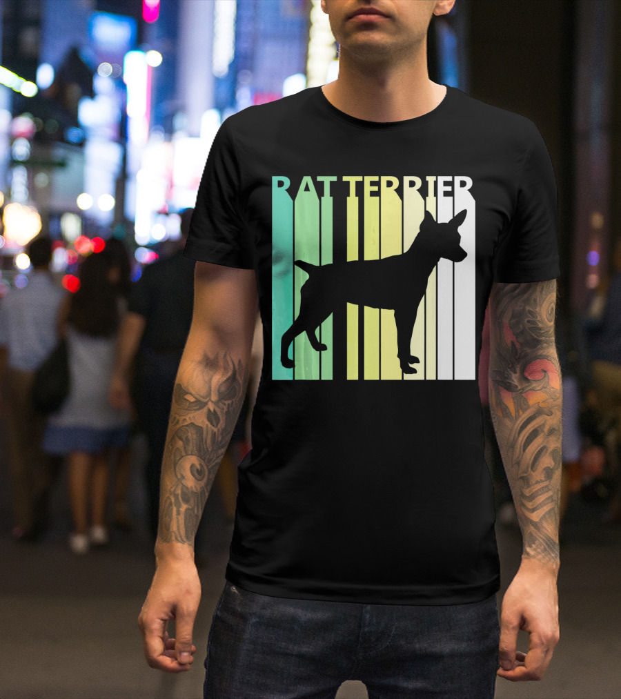 Funny Rat Terrier Silhouette Retro Gradient T-Shirt
