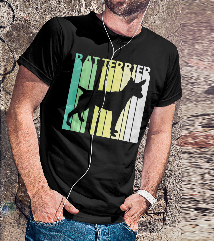 Funny Rat Terrier Silhouette Retro Gradient T-Shirt
