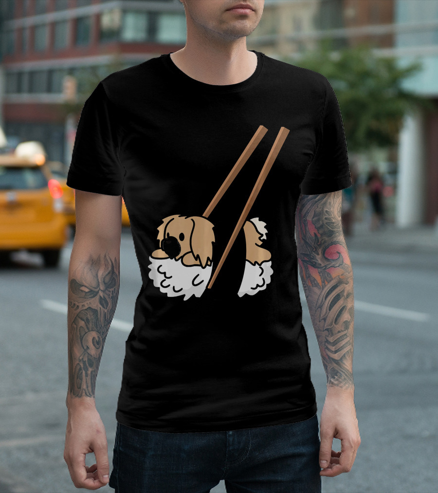 Pekingese Sushi Humor With Chopsticks Dog T-Shirt
