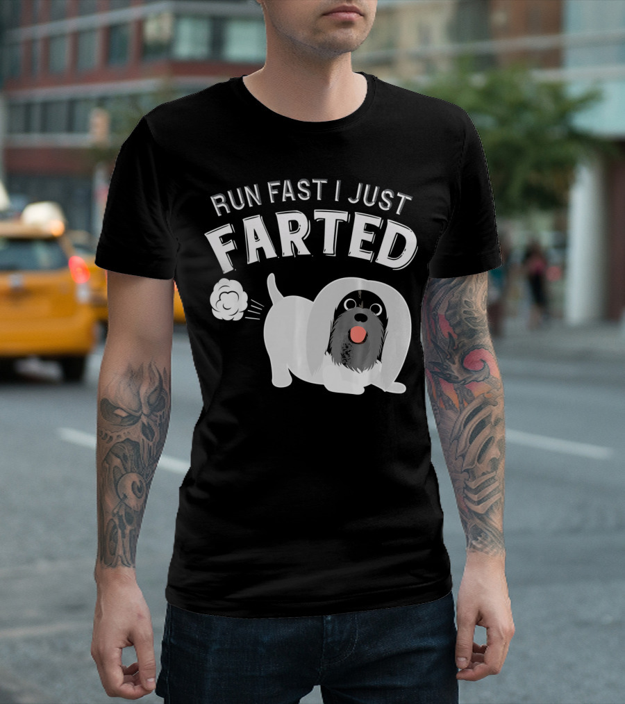 Lhasa Apso Funny Dog Lover Run Fast I Just Farted T-Shirt