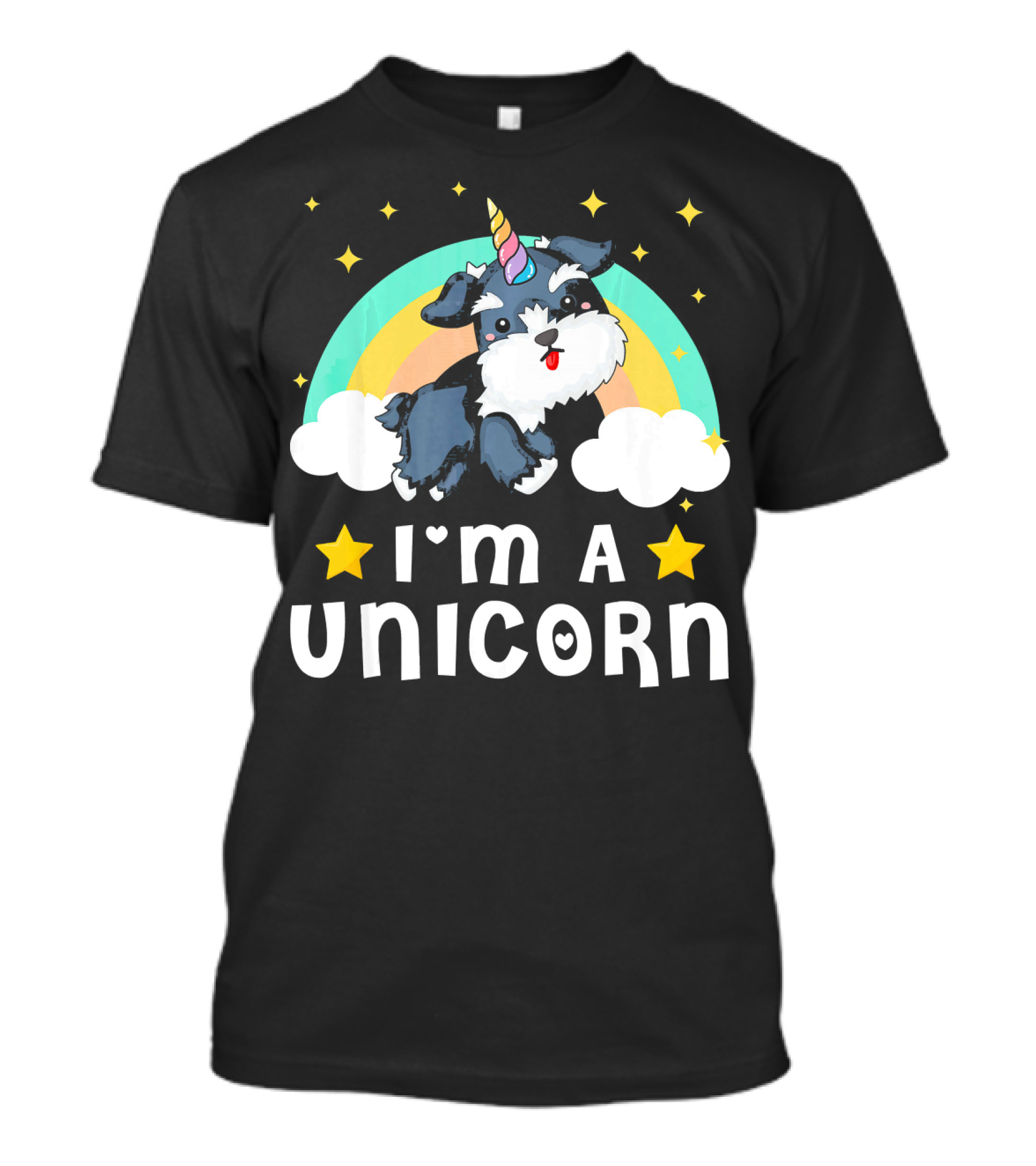 Im A Unicorn Schnauzer Dog With Rainbow And Stars T-Shirt