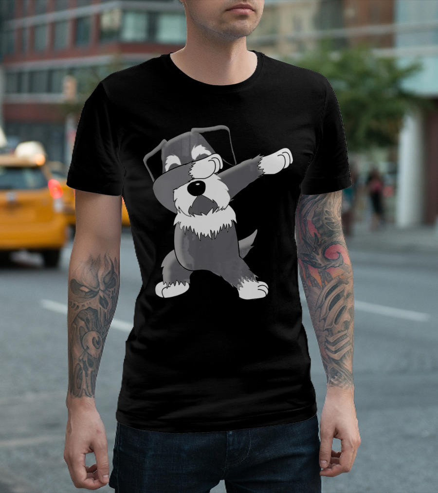 Funny Dabbing Schnauzer Dog Dab Dance Pose T-Shirt