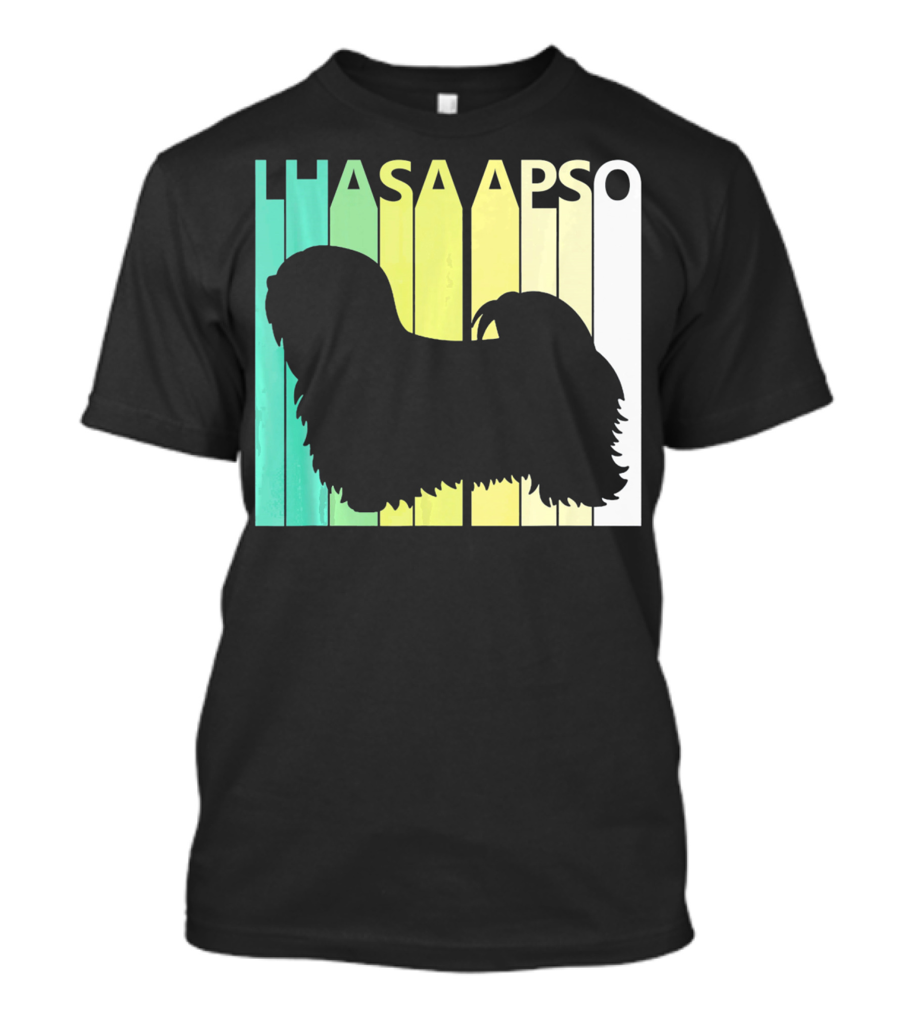 Lhasa Apso Silhouette With Colorful Background T-Shirt